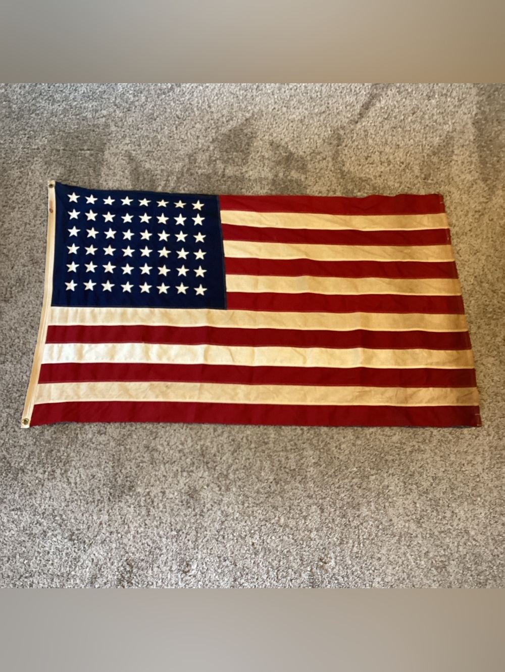 48 Star American Flag Defiance Annin 3' x 5' Cotton Bunting WWII Distressed